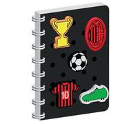Seven Milan Cahier à anneaux en format A5, noir, couverture personnalisable avec patch Juventus, cahier scolaire et loisirs, garçon et fille, Noir , Taglia Unica