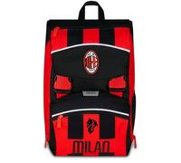 Seven Milan Sac à dos double compartiment extensible, rouge et noir, équipe de football, maxi capacité, dossier préformé, enfant, école primaire, rouge, Taglia unica, Décontracté