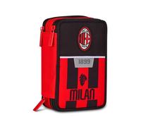 Seven Milan Trousse Scolaire 3 Zip, Noir, Porte-Stylo Triple Compartiment Complet avec Stylets, Crayons, Couleurs, Accessoires Sac à Dos, école Primaire, Enfant Football, Noir, Moderne