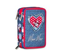 Seven Minnie Trousse Scolaire 3 Zip, Bleu Denim, Porte-Stylo Triple Compartiment Complet avec Stylets, Crayons, Couleurs, école Primaire, Fille, Bleu Denim, Moderne