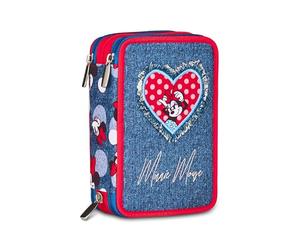 Seven Minnie Trousse Scolaire 3 Zip, Bleu Denim, Porte-Stylo Triple Compartiment Complet avec Stylets, Crayons, Couleurs, école Primaire, Fille, Bleu Denim, Moderne