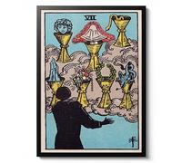 Seven of Cups Tarot Card Vintage Illustration Spiritual Fantasy Magic Wall Art Portrait Print Poster Decor Gift Archival Matte, A1 (encadré) - 84,1 x 59,4 cm