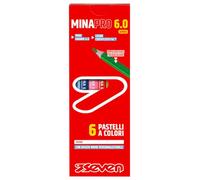 SEVEN Pastelli Scuola Minapro 6.0 Lot de 6 crayons de couleur avec espace de nom personnalisable, enfants et adolescents