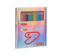 Seven Pastels Scolola Minapro 4.0, Boîte de 18 pièces, Grande Mina, CONTENU : 6 couleurs métallisées - 12 couleurs classiques avec tige brillante, enfants et adolescents