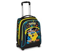 Seven Pokémon Big Trolley École Fixe Noir, 2 en 1, Double Usage, Trolley et Sac à dos, Sac à dos école primaire, enfant, Noir, Taglia unica, Décontracté