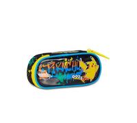 Seven Pokémon Porte-Stylo Scolaire Rond Plus, Noir, Trousse Ovale avec élastiques et Poche pour stylos, Crayons et Accessoires, école Primaire, Enfant, Noir, Taglia Unica, Moderne