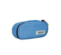 SEVEN Porte-Stylo Scolaire Rond Plus, Bleu Clair, freethink, Sachet Ovale avec Poche intérieure et élastiques Porte-Stylo, Accessoires de Sac à Dos, élémentaires, Moyennes, supérieurs, garçon Fille,