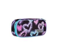 Seven Porte-Stylo Scolaire Rond Plus, Noir, Rose, Brillant, cœur, Sachet Ovale avec Poche intérieure et élastiques Porte-Stylo, Accessoires de Sac à Dos, élémentaires, Moyennes, supérieurs, Fille,