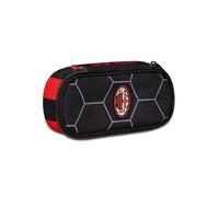 Seven Porte-Stylo Scolaire Round Plus - A.C. Milan Football -Path of Victory, Noir Rouge - Trousse Scolaire monozip avec Organisateur intérieur, Passants élastiques - Accessoires Sac à Dos Scolaire -