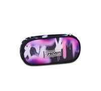 Seven Porte-stylo scolaire Round Plus BUZZY NOTE GIRL, Rose, trousse ovale, poche intérieure, passants élastiques porte-stylos, accessoires sac à dos, fille, école secondaire et supérieure