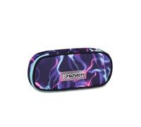 Seven Porte-stylo scolaire Round Plus ELECTRICVIBE GIRL, Violet, trousse ovale, poche intérieure, passants élastiques porte-stylo, accessoires sac à dos, fille, école secondaire et supérieure