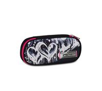 Seven Porte-stylo scolaire Round Plus PLUMPY LINE GIRL, noir, trousse ovale, poche intérieure, passants élastiques porte-stylos, accessoires sac à dos, fille, école secondaire et supérieure