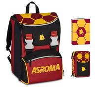 Seven Roma Sac à dos d'école primaire extensible pour enfant + trousse à 3 étages complet de papeterie + agenda 2026-2027 + 7 stylos à clipser et porte-clés équipe