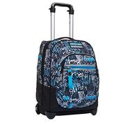 Seven Sac à Dos à Roulettes, Handwritten, Sac à Livres à Roulettes, 2 En 1, Sac à Dos + Trolley, Filles et Garçons, pour L'École, le Sport, les Loisirs, Pochette pour Ordinateur Portable, Bleu