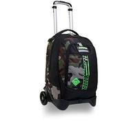 Seven Sac à Dos à Roulettes, Jack-2Wd Half Black, Sac à Livres à Roulettes, 3 En 1, Sac à Dos Détachable + Trolley, Filles et Garçons, pour L'École, le Sport, Pochette pour Ordinateur Portable, Vert