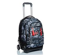 Seven Sac à Dos à Roulettes, New Tech Keep Flag Sac à Livres à Roulettes, 3 En 1, Sac à Dos Détachable + Trolley, Filles et Garçons, pour L'École, le Sport, Pochette pour Ordinateur Portable, Noir