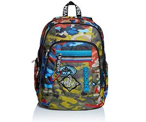 Seven Sac à Dos, Avancé, Adventure Camo Sac à Dos Scolaire Rembourré, Sac à Livres, Filles et Garçons, pour L'École, le Sport & Pochette pour Ordinateur Portable, Haut-Parleur Sans Fil Vert Mousse