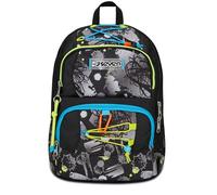 Seven Sac à Dos d'école Adavanced Pockets, Noir Gris, Feeling Me, Sac à Dos Double Compartiment Multi-Poches, avec Poche pour PC, Poche Porte-Bouteille et Organisateur, Sac à Dos Moyen et supérieur,