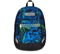 SEVEN Sac à dos d'école Advanced Plus, bleu, Uneven Lines, double compartiment avec sangle, poche frontale avec organisateur, poche latérale en maille porte-bouteille, sac à dos école secondaire,