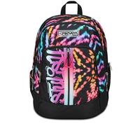 Seven Sac à dos d'école avancé, noir fuchsia, multi-shade girl, sac à dos double compartiment avec haut-parleur sans fil, poche pour ordinateur ou tablette, poche pour bouteille d'eau et organisateur,