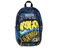Seven Sac à dos d'école double, bleu jaune, double compartiment, 31 L, avec poche pour PC, poche pour bouteille d'eau et poche avec organisateur, école moyenne et supérieure, sac à dos garçon, bleu
