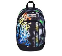 Seven Sac à dos d'école double, noir vert, double compartiment, 31 litres, avec poche pour PC, poche pour bouteille d'eau et poche avec organisateur, école moyenne et supérieure, sac à dos pour garçon
