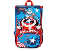 Seven Sac à Dos d'école Extensible Disney - Captain America Legendary Avenger, Bleu Rouge Blanc - Sac à Dos Double Compartiment - Poche Porte-Bouteille, Sac à Dos Enfant - Marvel Merchandising,