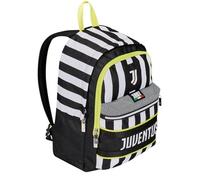 Seven Sac à dos d'école extensible F.C. Juventus Football -WIN IS THE RULE, Blanc Noir - Sac à dos double compartiment amovible par fermeture éclair et avec poche porte-bouteille, sac à dos enfant,