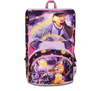 Seven Sac à Dos d'école Extensible - Wish Strong Heart, Bright Spirit, Lilas - Sac à Dos Double Compartiment Amovible par Fermeture éclair et avec Poche Porte-Bouteille, Sac à Dos Fille - Princesses