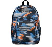 Seven Sac à dos d'école Freethink, bleu orange, garçon, sac à dos double compartiment avec support USB, poche pour ordinateur ou tablette et poche porte-bouteille, sac à dos moyen et supérieur, enfant