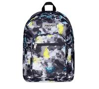 Seven Sac à dos d'école Freethink, noir jaune, double compartiment avec poche pour PC et poche pour bouteille d'eau, 34 L, école moyenne et supérieure, sac à dos garçon, Noir , Taglia Unica