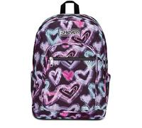 Seven Sac à Dos d'école Freethink, Noir Violet, Fille, Sac à Dos Double Compartiment avec Support USB, Poche pour Ordinateur ou Tablette et Poche Porte-Bouteille, Sac à Dos Moyen et supérieur, Fille,