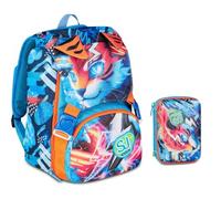 Seven Sac à dos d'école primaire Boy - Sj Speed Animal Tigre extensible pour enfant + trousse Speed Pad 3D