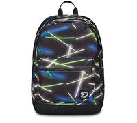 SEVEN Sac à dos d'école Pro XXL The Double, noir, double compartiment avec écouteurs sans fil, poche pour PC ou tablette et poche porte-bouteille, sac à dos moyen supérieur garçon, Noir, Taglia