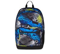 Seven Sac à dos d'école réversible, bleu, sac à dos double compartiment avec écouteurs sans fil, poche pour PC et poche porte-bouteille, école moyenne et supérieure, garçon