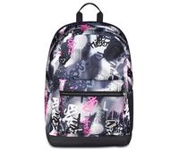 Seven Sac à dos d'école réversible, gris et fuchsia, double compartiment avec écouteurs sans fil, poche pour PC et poche porte-bouteille, école moyenne et supérieure, fille