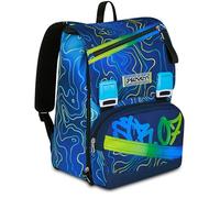 Seven Sac à dos double compartiment extensible, bleu, grande capacité, dossier préformé, enfant et garçon, école, bleu, Taglia unica, Moderne