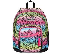 Seven Sac à dos double compartiment New Fit, JumpLove, rose, poche porte-bouteille, grande capacité, dossier préformé, sac à dos scolaire et voyage, enfants et adolescents, rose, Taglia unica,