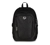Seven Sac à dos double compartiment Tech Shiny, noir, poche pour PC et poche porte-bouteille, école moyenne et supérieure, fille