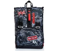 Seven Sac à Dos, Keep Flag pour Adolescents, Filles et Garçons, Grande Capacité, pour L'École, le Sport & les Loisirs, design Italien, Noir