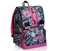 Seven Sac à Dos, Keep Flag pour Adolescents, Filles et Garçons, Grande Capacité, pour L'École, le Sport & les Loisirs, design Italien, Rose
