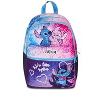 Seven Sac à dos Lilo & Stitch double compartiment, bleu, poche avant avec fermeture éclair et poche pour bouteille, fille, école primaire