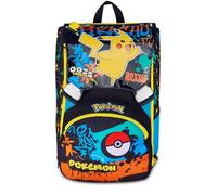 Seven Sac à dos Pokemon double compartiment extensible, noir, grande capacité, dossier préformé, enfant, école primaire