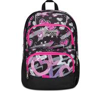 Seven Sac à dos scolaire multicolore en polyester, double compartiment et compartiment pour ordinateur portable, 33 L