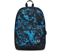 Seven Sac à Dos Scolaire Pro Extensible The Double, Bleu Noir, Sac à Dos Mono Compartiment avec Power Bank Inclus, USB Plug, Poche pour PC et Poche Porte-Bouteille, Sac à Dos Moyen supérieur, garçon,