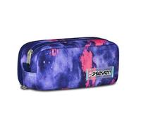 Seven Sac d'école double, violet, poche intérieure et poche latérale avec passants élastiques porte-stylos, accessoires sac à dos, école primaire et moyenne, fille, aubergine, Taglia Unica