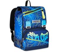 Seven Sac d'école extensible pour l'école, le sport, les loisirs, à partir de la 1ère classe, pour filles et garçons, sac à dos rembourré avec compartiment pour bouteille d'eau, bleu, Unica, Moderne