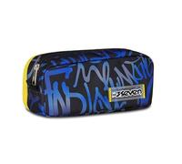 Seven School Sachet double, bleu, poche intérieure et poche latérale avec passants élastiques porte-stylos, accessoires sac à dos, école primaire et moyenne, enfant et garçon, bleu, Taglia Unica