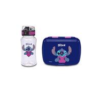 Seven Set porte-goûter + gourde LILO & STITCH bleue pour enfants, séparateur intérieur, gourde 460 ml avec couvercle hermétique, produit officiel, football, idée cadeau enfants et adultes