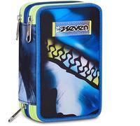 SEVEN Seven Astuccio Scolaire 3 Zip BLU FUSION Triplo Compartiments